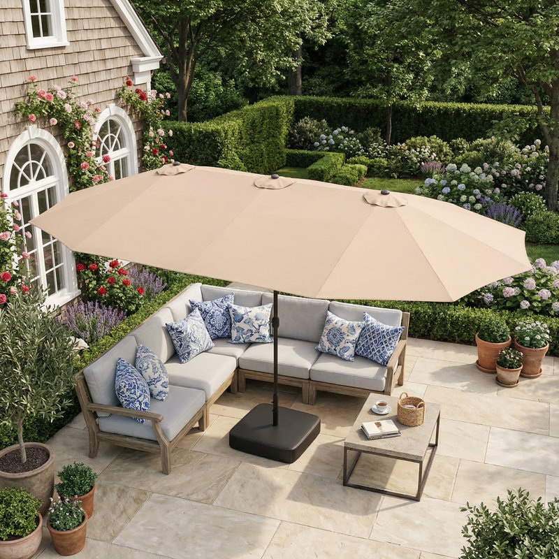 Parasol de marché 15 po avec manivelle Tameah, Beige