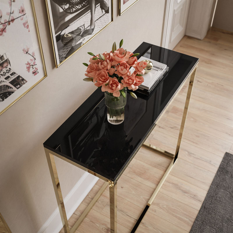 Console Nanafalia, 78cm H x 80cm W x 30cm D, High-Gloss Black