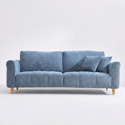 87" Modern Flared Arm Textured Linen Sofa