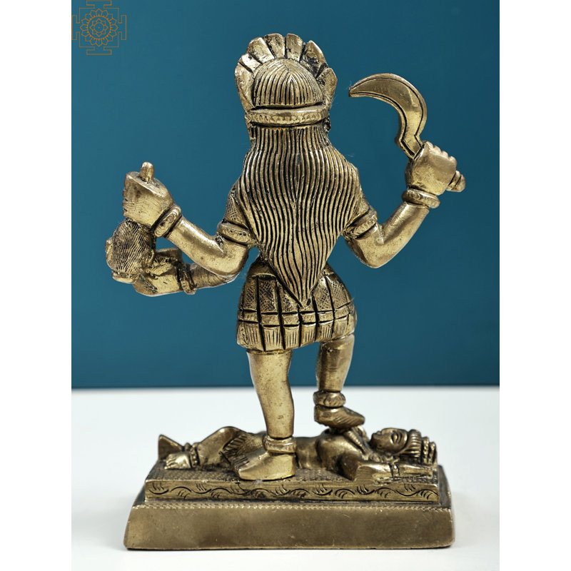 Statue en laiton 6 po Maa Kali Idol - déesse féroce fabriquée à la main Kali