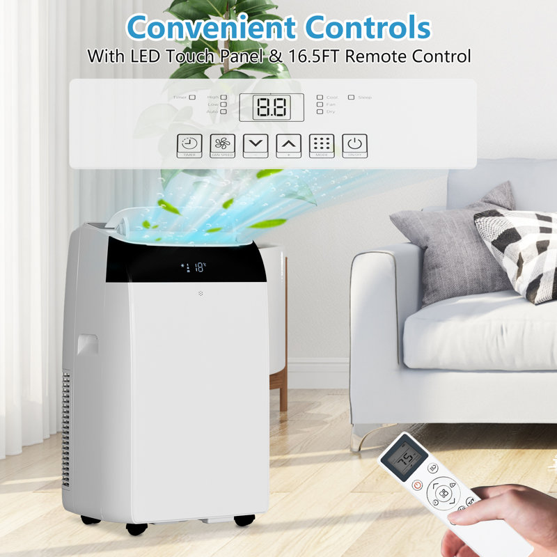 Unité de climatisation 3 en 1 portable avec déshumidificateur et ventilateur, climatiseur portatif 14 000 BTU avec télécommande pour un refroidissement écoénergétique jusqu'à 750 pieds carrés
