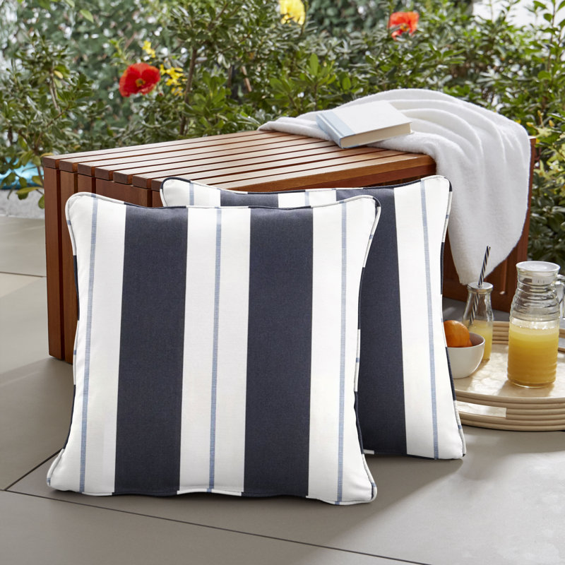 Housse et insert de coussin décoratif intérieur / extérieur Giule Sunbrella®, Bleu, H 20 po x l 20 po