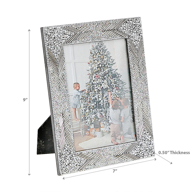 Andan Silver Beaded Picture Frame with Mat, 5" x 7"
