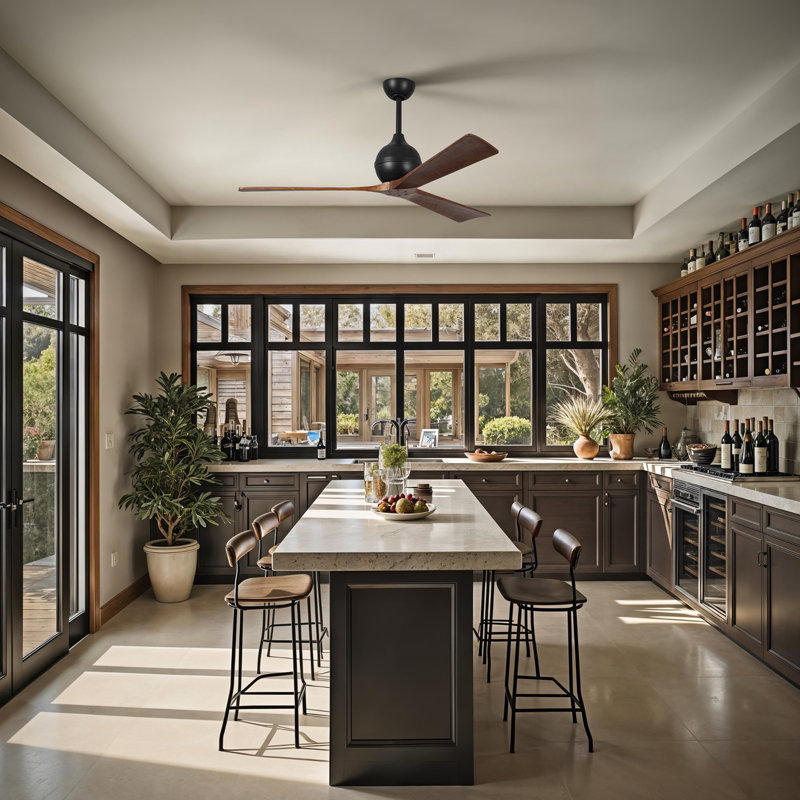 60" Irene Paddle 3 Blade Ceiling Fan, Walnut Tone, 60", Matte Black