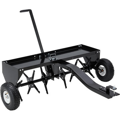Galvanized Steel Tow-Behind Plug Aerator with Universal Hitch and 8" Inflatable Wheels
