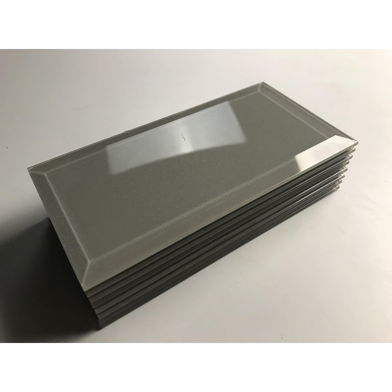 Frosted Elegance 3 in. x 6 in. Diamond Grade Glass Beveled Subway Decorative Kitchen & Bathroom Wall Tile, Glittery Gray