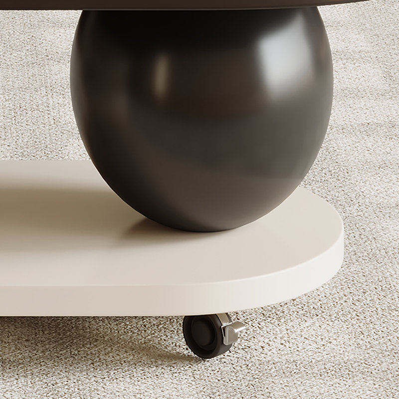Table basse mobile de style crème, Crème, H 18,5 po x L 43,3 po x l 23,6 po, Noir