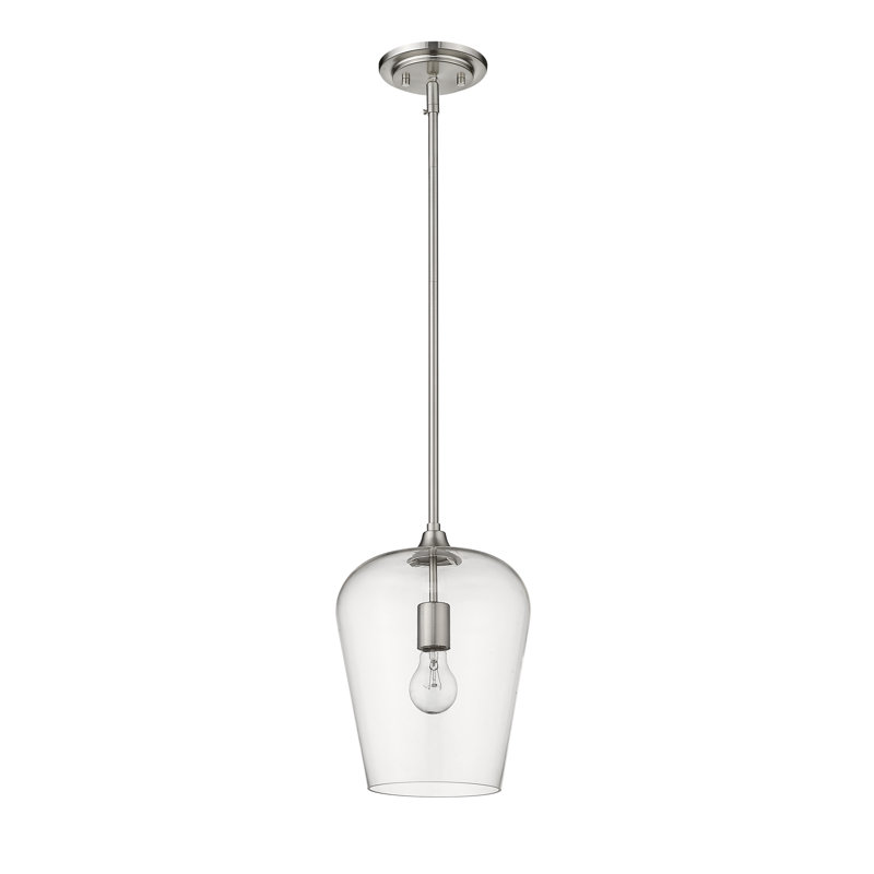 Luminaire suspendu en verre Dahlya, Nickel brossé, H 12,25 po x l 9 po x P 9 po