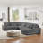 129" Oversized Sectional Sofa U-shaped Sofa Couch Modern Sofa Upholstered in Soft Corduroy with a Chaise Lounge for Living Room, Dark Gray-1966797689