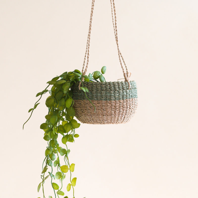 Round Hanging Planter, Green