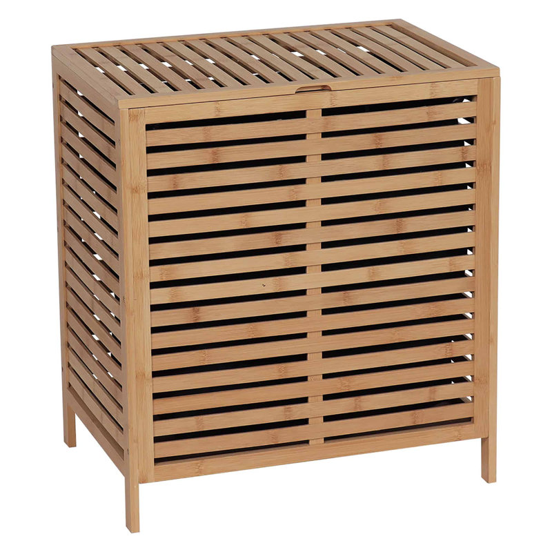 Large Bamboo Slatted Ventilation Laundry Hamper with Lid