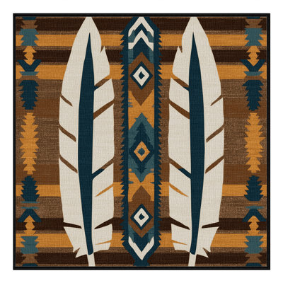 Washable Eagle Feather Southwestern Area Rug
