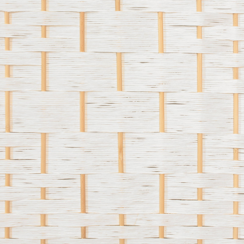 Short Fiber Weave Folding Screen, 4, White, 35.5"H