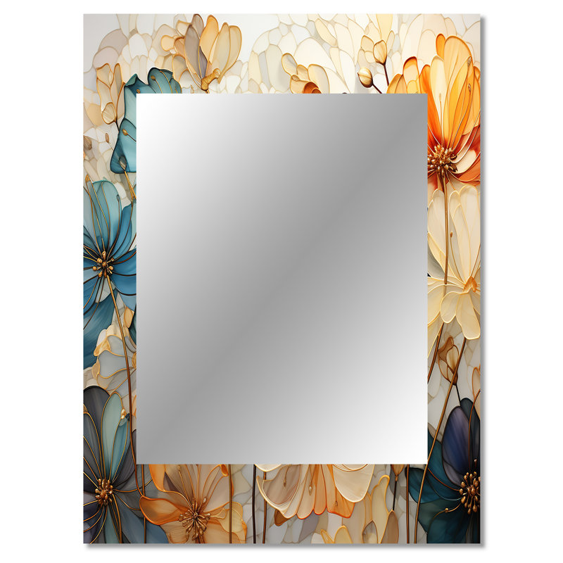 Teal Orange Petal Mosaics II - Botanicals, 40 po x 30 po