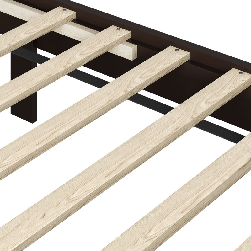 Wooden Bed Frame with Headboard, Queen, Espresso