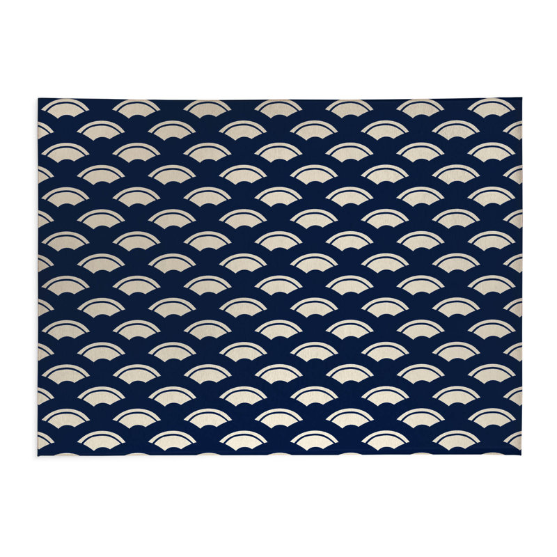 Tapis de cuisine japonais, Bleu marine foncé, Rectangle 5 pi x 7 pi