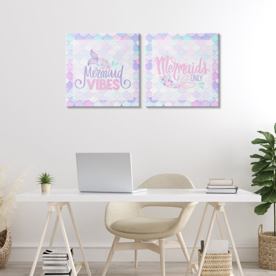 Dreamy Mermaid Phrases with Scales 2pc Canvas Set, design by Kim Allen