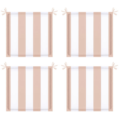 Coussin de chaise de patio 15 po x 15 po, 4 pièces, rayé blanc kaki, à la décoloration et à l'eau, tissu avec rembourrage en éponge pour jardins Patios 4 pièces siège de jardin 15 po x 15 po, rembourrage