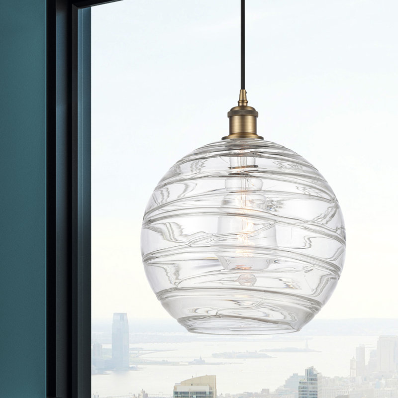 Mott 1-Light Single Pendant, 6 Watt Vinage LED Bulb, Brushed Brass