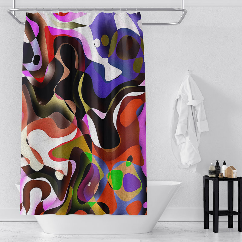 Rideau de douche + crochets, 83 po x 70 po