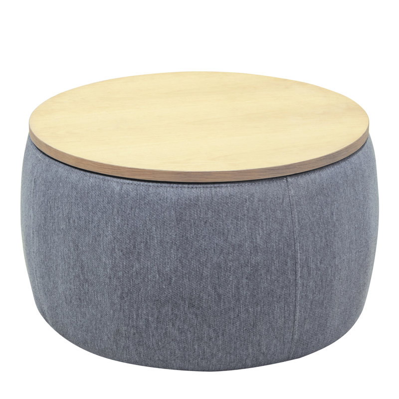 Round Storage - Dark Grey. 2 In 1 Function, End Table & . Handmade. Linen Upholstery. 25.5X25.5X14.5. 250Lbs Weight Capacity , Acts As And Seat. Handmade With Linen. 25.5"X25.5"X14.5". Holds Up To