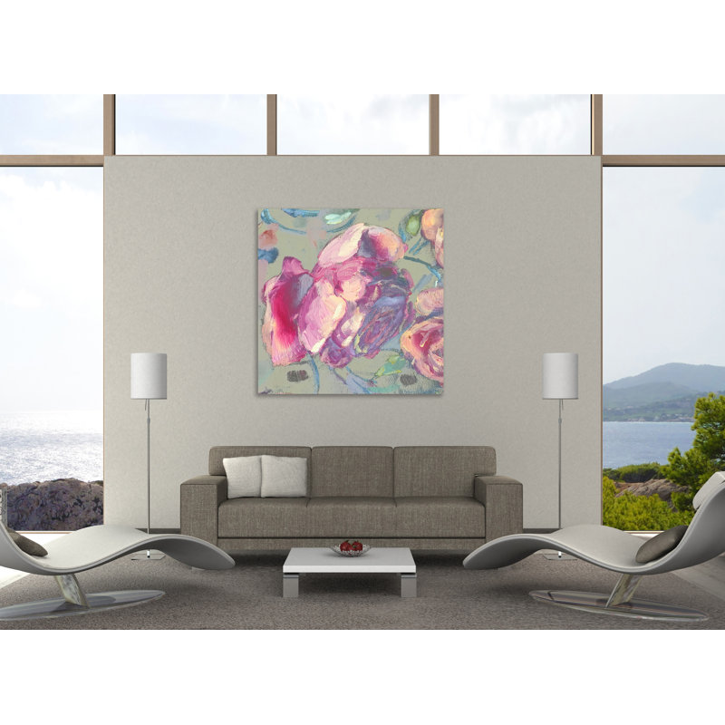 "Roses1", toile tendue par Boho Studio, H 24 po x l 24 po x P 1,5 po