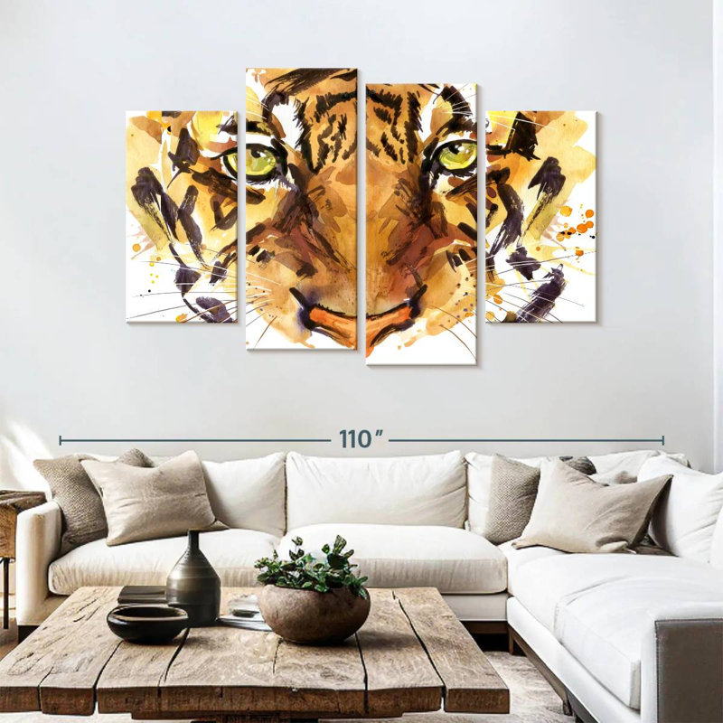 Tigre féroce Brampt, 54'' H x 84'' W
