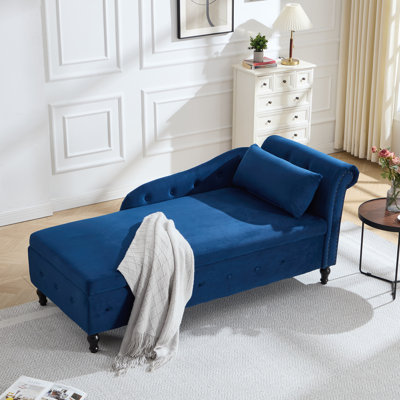 Maci 74"L Oversized Upholstered Velvet Storage Deep Seat Chaise Lounge with Hidden Storage