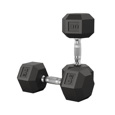 45 LB Hex Dumbbell Set of 2, Hand Weights Dumbbells Pair with Cast Iron Core, Rubber Encased Coating and Textured Carbon Steel Handle for Home Gym Strength Training