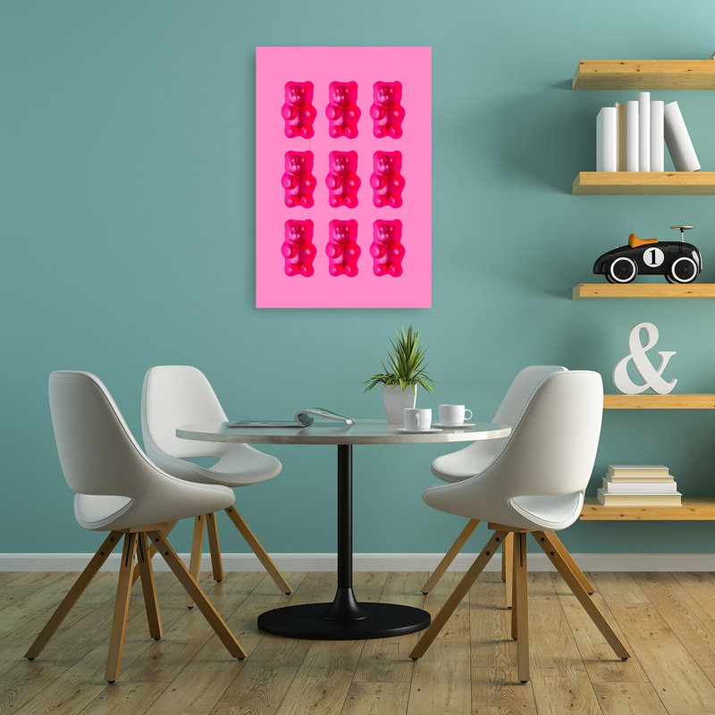 «Sweet Pink Gummy Bears Vibrant Contemporary», reproduction d'art murale, 36" H x 24" W