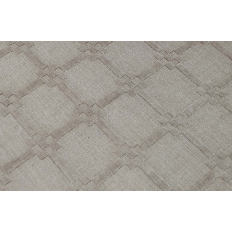 Wool Geometric Area Rug in Beige, Rectangle 4'2" x 6'2"