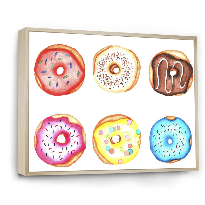 «Funny Donuts», reproduction sur toile, H 24 po x l 36 po x P 1 po, Cadre naturel flottant