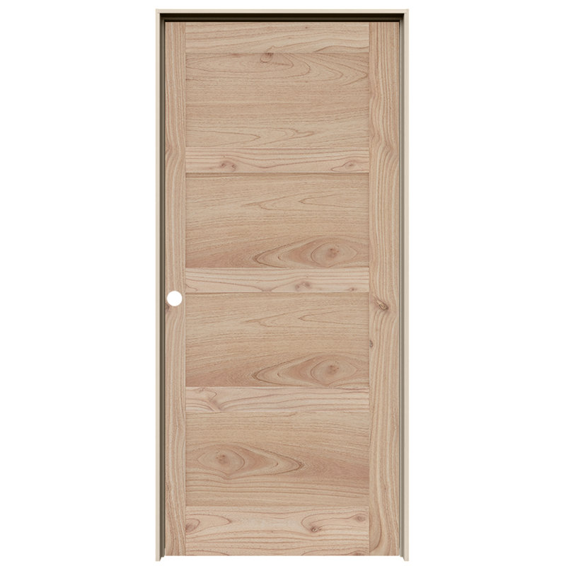 Porte intérieure pré-suspendue en cèdre blanc brut 4 panneaux MODA, 30 po x 80 po, Côté droit