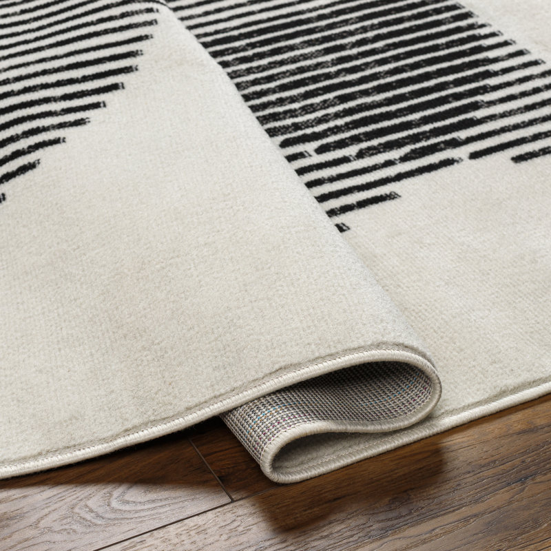Machine Woven Beige/Black/Ivory Indoor Rug, Rectangle 152 x 213cm