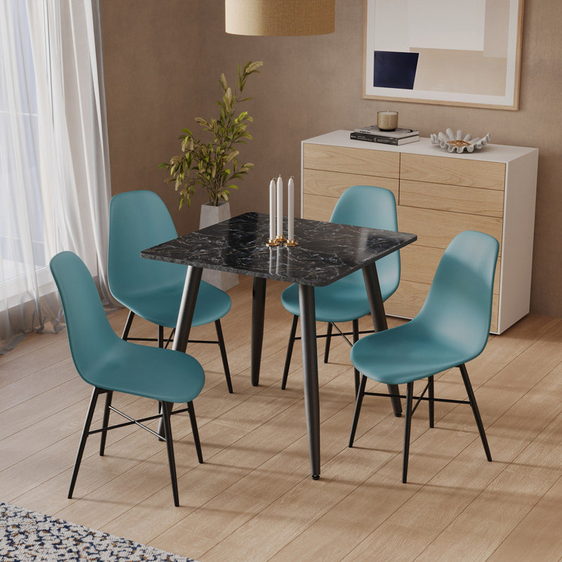 4 - Person Dining Set, Ocean, Black Marble