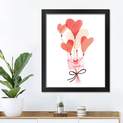 «Valentines Balloon Note», reproduction encadrée