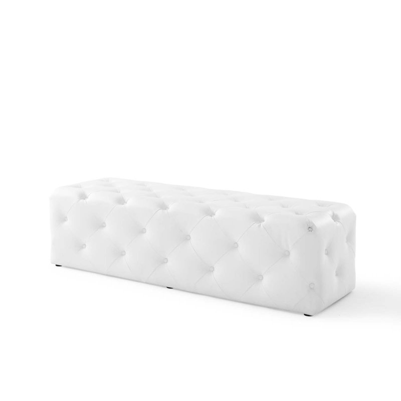 Modway Amour Tufted Button Entryway Bench, 16.5" H x 60" W x 19" D, White