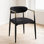 Ensemble de 2 chaises d'appoint, revêtement classique en chenille noire, accoudoirs dorés, sièges rembourrés confortables pour la salle à manger