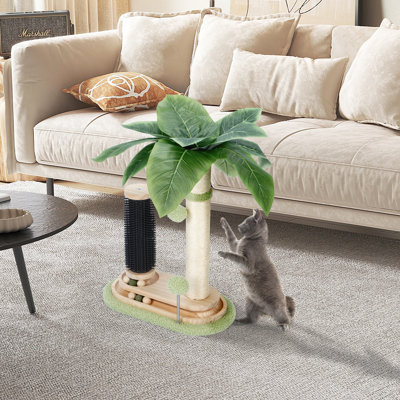 Franchesca Cat Scratching Post 16'' Tall - With Cat Tickle & Toy Balls