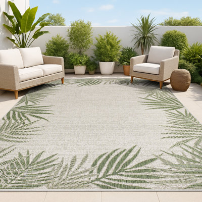 Tapis intérieur / extérieur vert / crème Caherty Coastal Cottage