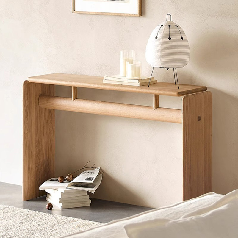 Table de véranda en bois massif de style japonais., Brun, H 29,5 po x l 51 po x P 11,8 po