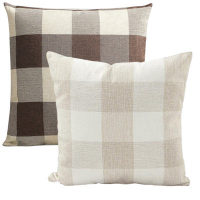 (Housses et inserts) Ensemble de coussins décoratifs double face en vichy 18 po x 18 po