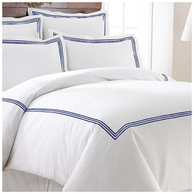 500TC Cotton Triple Embroidery Sateen Solid Duvet Cover Set
