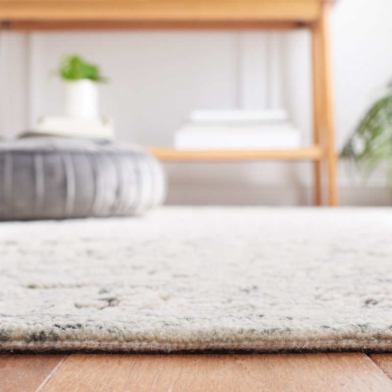 Ivory and Charcoal Hand Tufted Wool Area Rug