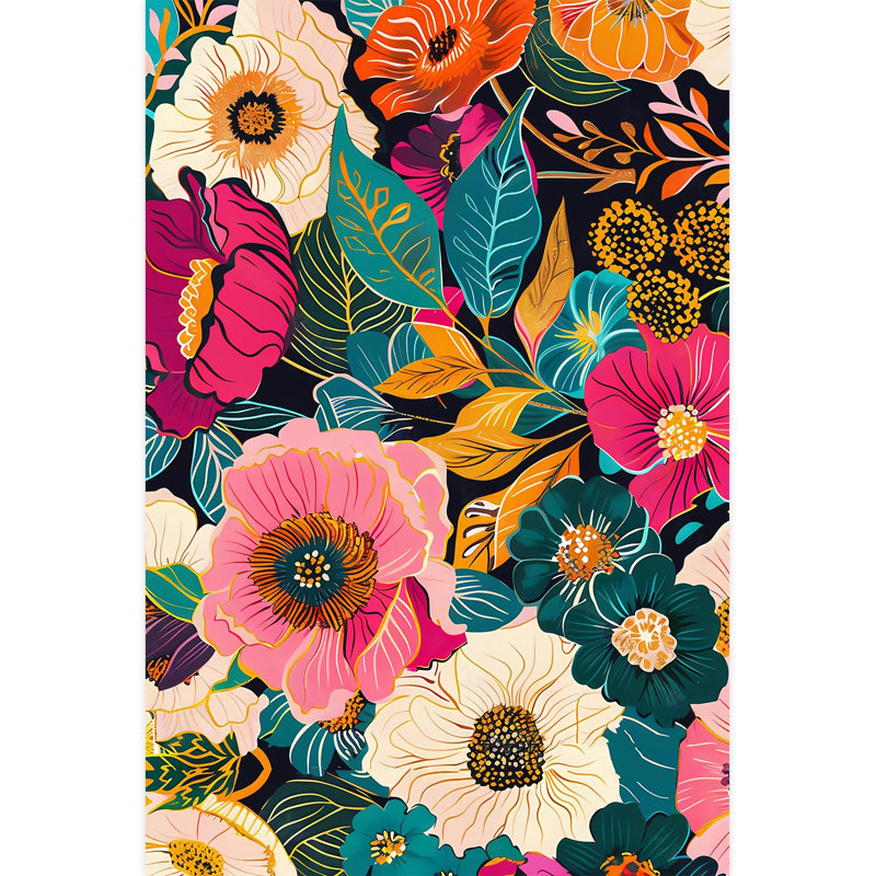 Bordure florale pelez et collez, L 72 po x l 48 po