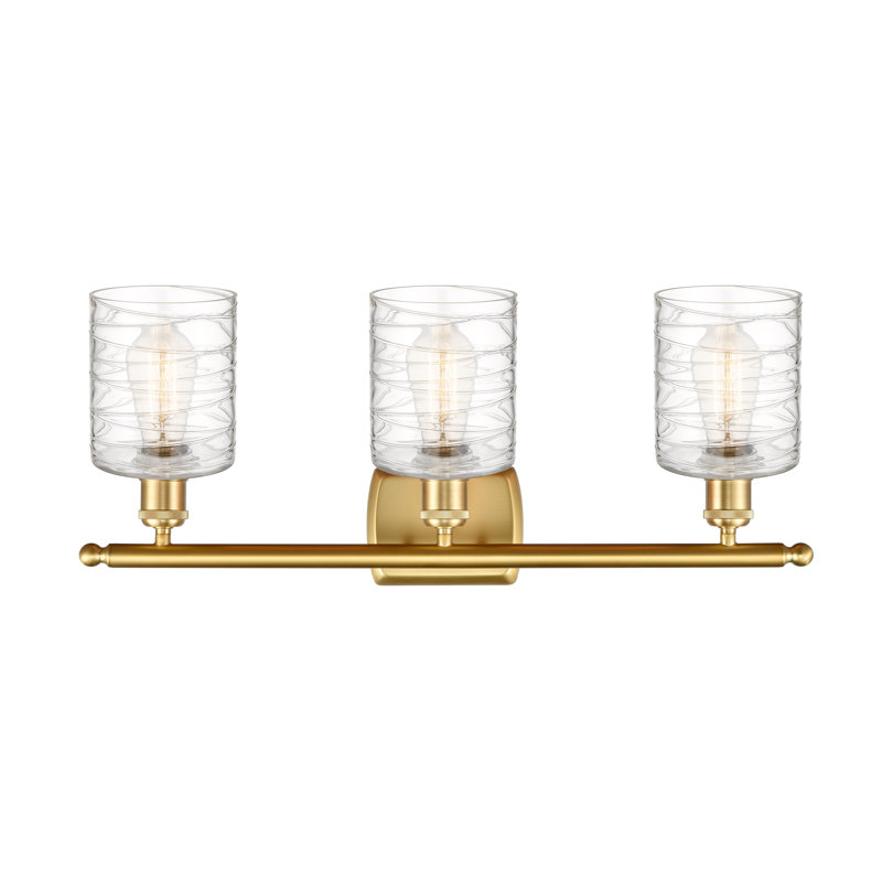 Éclairage de salle de bain à intensité variable à 3 lumières Leilani, Ampoule incandescente rétro de 60 watts, Or satiné