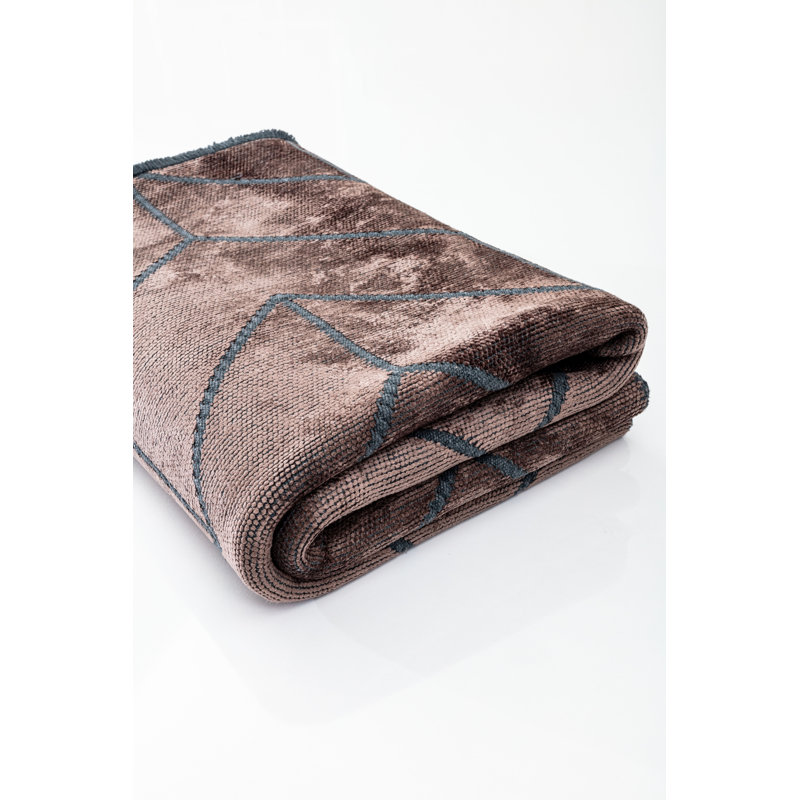 Rapture Dark Brown Chevron Luxury Area Rug, Rectangle 7'10" x 9'10"