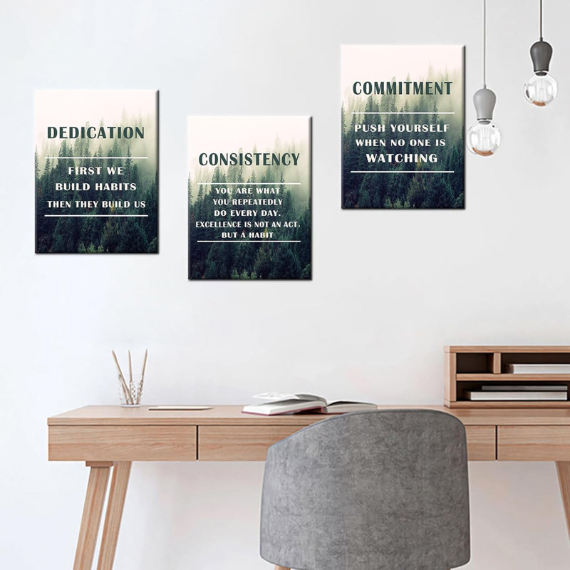 Inspiré sur toile, art mural, dévouement, consistance, engagement, citations, entrepreneur, peinture, affiche, décoration murale pour la maison
