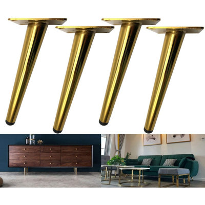 Solid Round Metal Furniture Legs For Sofa, Couch, Bed, And Coffee Table - Mid-Century Modern Design Replacement Legs