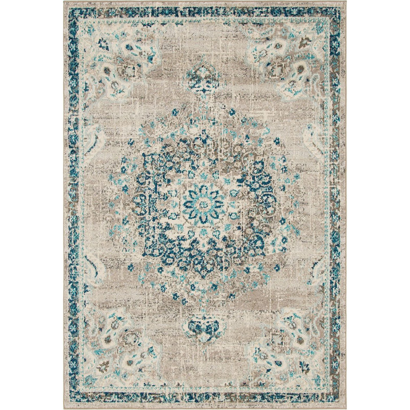 Tapis à motif oriental gris Pennylane, Rectangle 5 pi 3 po x 7 pi 7 po